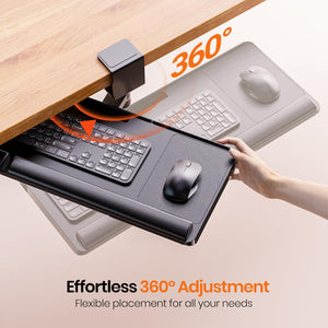 Keyboard Tray Under Desk with 360° Rotation, Ergonomic Computer Keyboard & Mouse Tray 25