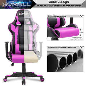 Gaming Chair, Office Chair High Back Computer Chair Leather Desk Chair Racing Executive Ergonomic Adjustable Swivel Task Chair with Headrest and Lumbar Support (Violet)