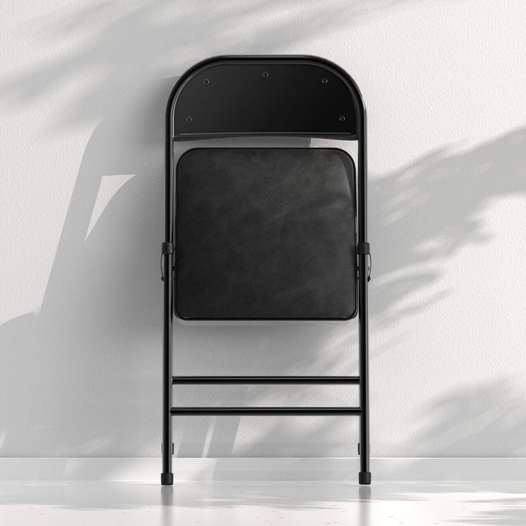 4 Pack Folding Chairs with Padded Vinyl Cushion Chairs with Comfortable Cushion and Durable Steel Frame for Home and Office, for Indoor and Outdoor Events (Black, Vinyl)