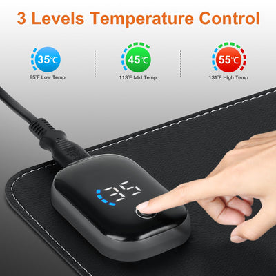 Heated Mouse Pad, Warm Desk Pad,Heated Large Desk Mat with 3 Levels Heating,Gaming Mouse Pad Foot Warmer Pad for Home Office(Upgrade Version,Black,31.5