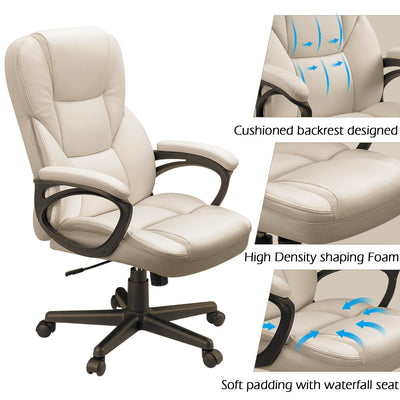 Office Executive Chair High Back Adjustable Managerial Home Desk Chair, Swivel Computer PU Leather Chair with Lumbar Support (1, Pink)