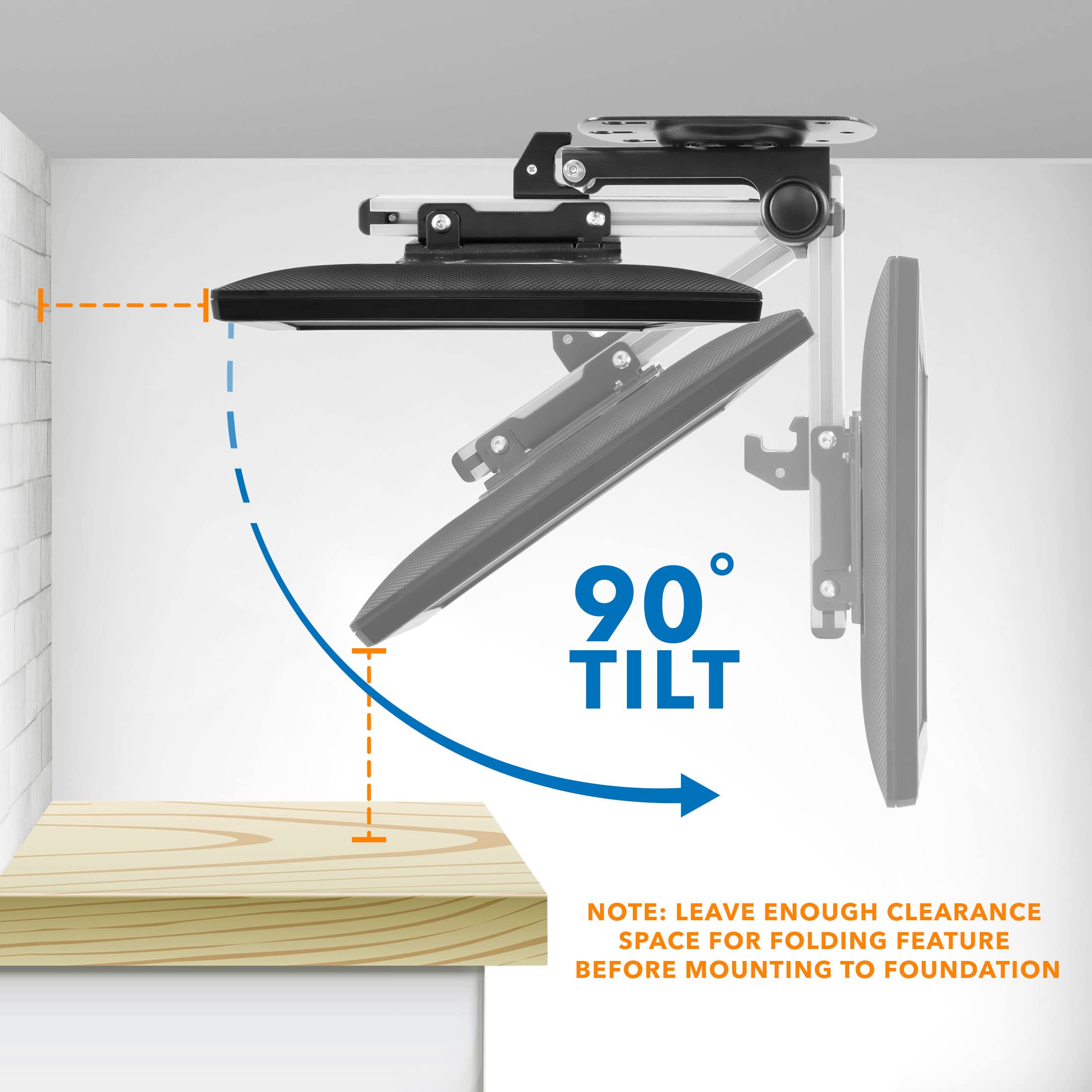 Flip Down TV & Monitor Mount, Under Cabinet & Ceiling Bracket for Kitchens, RVs & Small Spaces | Fits 13–37 Inch Screens | VESA 75x75 100x100 200x200 | Tilt & Swivel | 44 lbs Capacity