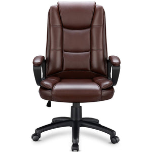 Leather Office Desk Chair,Ergonomic Office Chair with Lumbar Support,Computer Chair,Executive Leather Chair with Padded Flip-up Arm,Adjustable Armrests, Black,275LBS