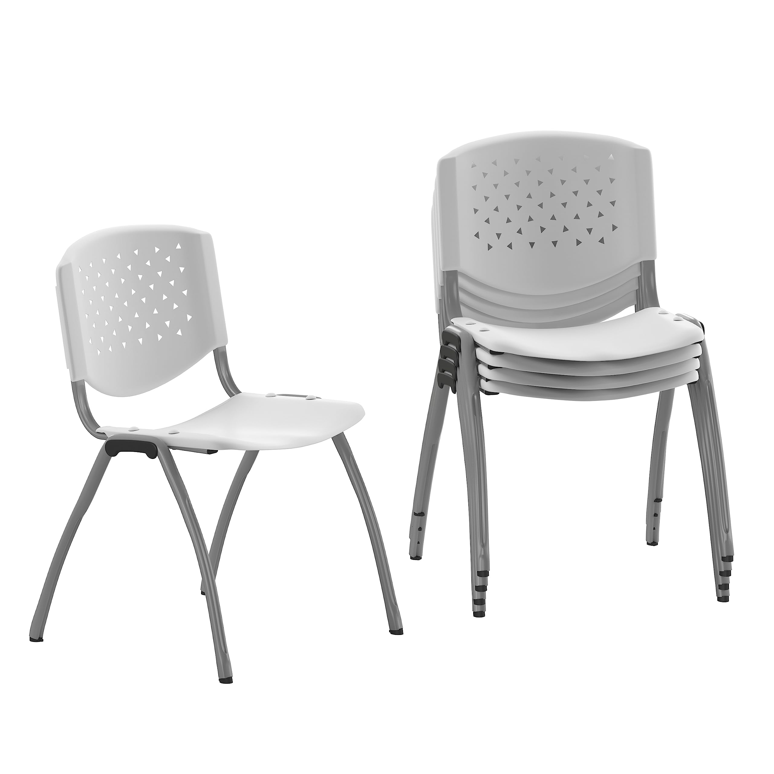 HERCULES -5 Pack 880 lb. Capacity White Plastic Stack Chair | Comfortable Seating with Durable Design