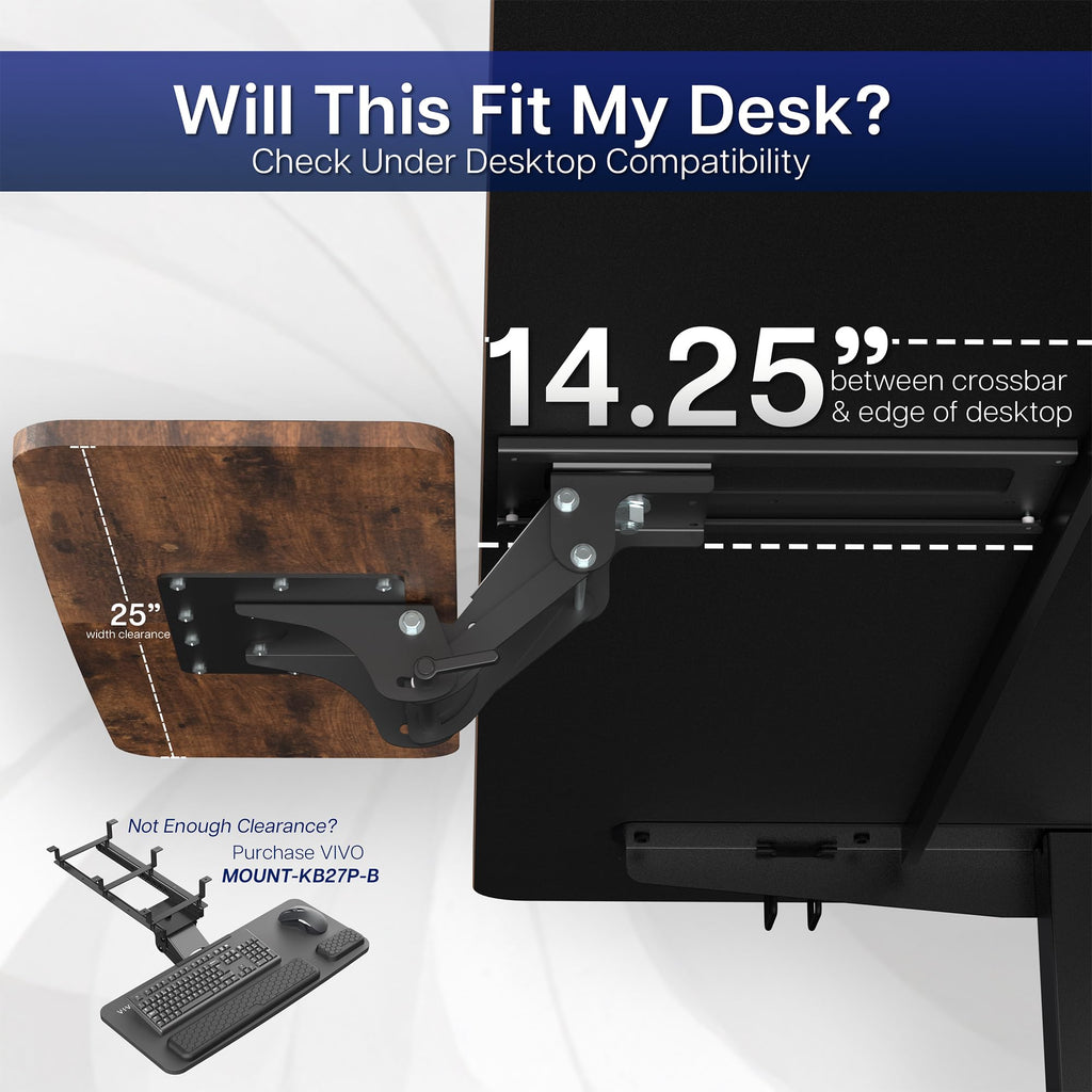 Adjustable Computer Keyboard and Mouse Platform Tray, Ergonomic Under Table Desk Mount Drawer Underdesk Shelf, Rustic Vintage Brown, MOUNT-KB03N