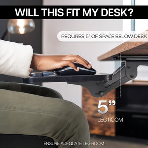 Adjustable Computer Keyboard & Mouse Platform Tray Ergonomic Under Table Desk Mount Drawer Underdesk Shelf (MOUNT-KB03B)