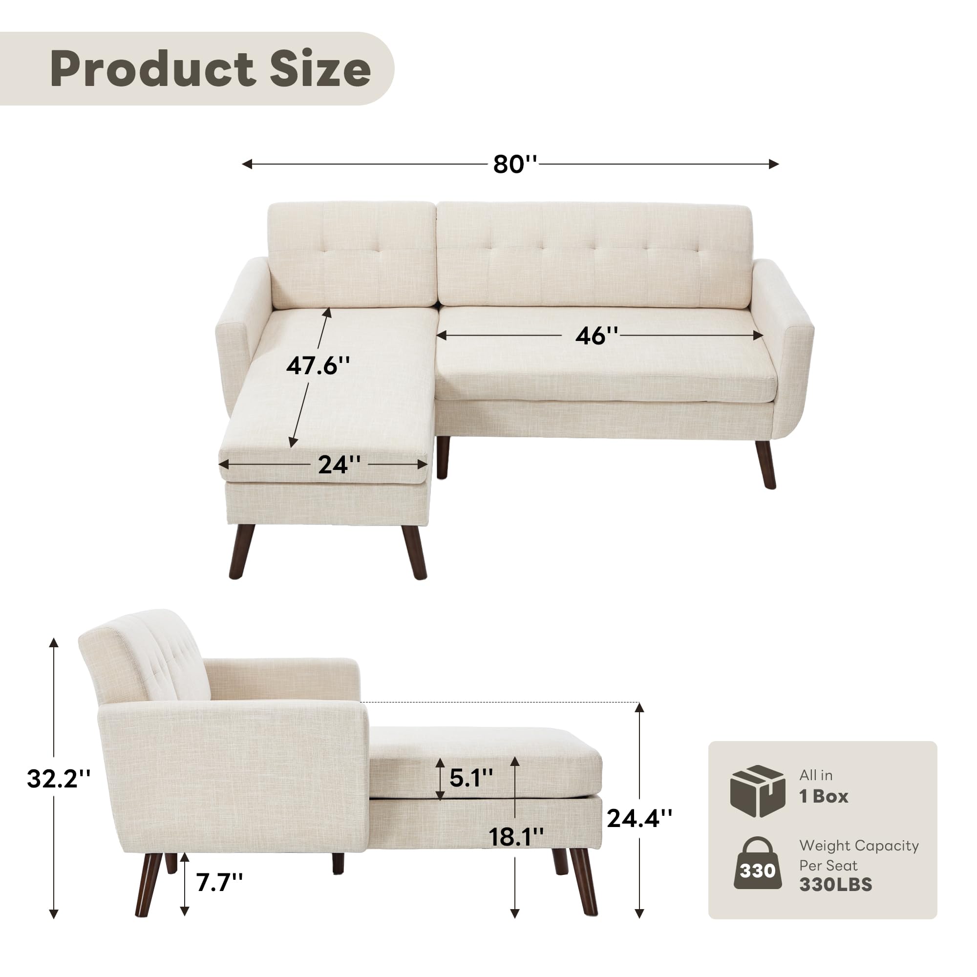 L Shaped Couch, 80