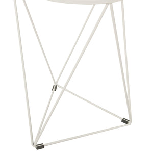Metal Accent Table Triangle Base Round Mirror Top, White 18.24D x 24W x 18H in