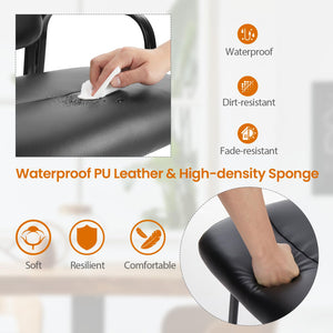 Office Reception Guest Chair No Wheels Set of 2, Leather Stationary Waiting Room Chairs with Padded Arms for Elderly Desk Conference Room Lobby Table Side Salon, Inky