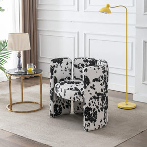 Velvet Accent Chairs Set of 2 Unique Barrel Upholstered Chair with Circular Backrest Modern Design Cute Side Decorative Chairs for Living Room/Lounge/Bedroom/Reading Room,Cow