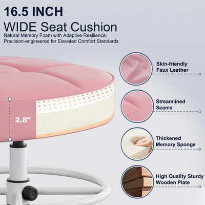 Drafting Chair, Armless Tall Office Chair with Footrest Ring for Standing Desk, Small Faux Leather Executive Computer Chair with Adjustable Height for Bar Lab Counter Height Desk, Pink