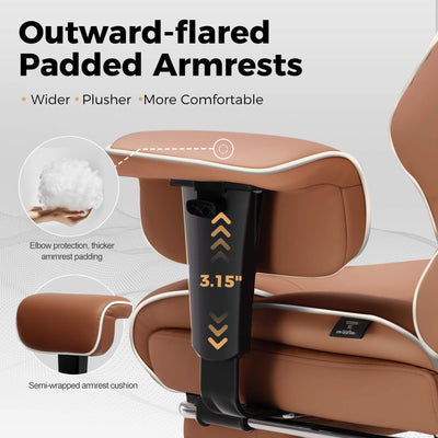 Big and Tall Gaming Chair 400lbs Heavy Duty Office Chair with Foot Rest & Ergonomic Pocket Spring Cushion, High Back Lumbar Support for Lower Back Pain Relief, Coffee Brown
