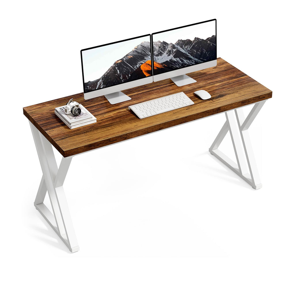55 Inch Large Simple Industrial Computer Desk Study Writing Table Home Office Workstation,Brown