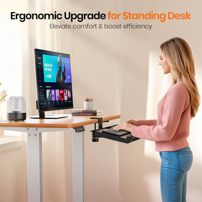 Keyboard Tray Under Desk with 360° Rotation, Ergonomic Computer Keyboard & Mouse Tray 25