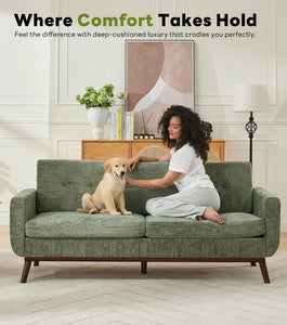 Living Room Furniture Sets, Loveseat & Standard, Mid Century Modern Decor Sofa Couches, Button Tufted Upholstered Furniture, Green