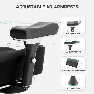 Big and Tall Office Chair 700lbs with Ergonomic W Wide Thick Seat Cushion, Oversized Mesh Desk Chair with Adjustable Lumbar for Heavy People, Computer Chair with 4D Armrest Headrest Footrest