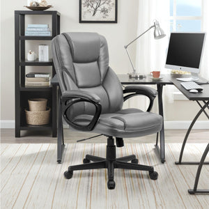 Office Executive Chair High Back Adjustable Managerial Home Desk Chair, Swivel Computer PU Leather Chair with Lumbar Support (2, Gray)