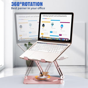 Laptop Stand for Desk, Adjustable Computer Stand with 360° Rotating Base, Ergonomic Laptop Riser for Collaborative Work, Foldable & Portable Laptop Stand, fits for All 10-16