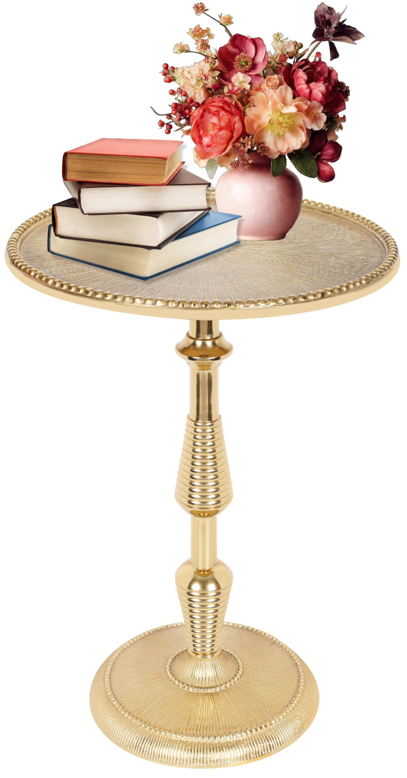 Modern Accent Table End Table for Indoor Use - Small Side Tables for Spaces Living Room, Bedroom, Entryway, Small Spaces Nightstand, Plant Stand (Gold)