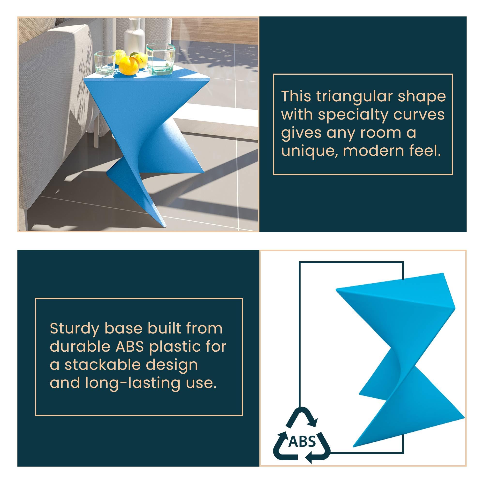 Modern Blue Accent End Table - Stylish Vanity Side Table for Bedroom, Living Room, or Office