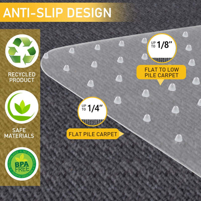 Heavy Duty Office Chair Mat for Carpet Floors & Desk Mat for Carpeted Floors - Clear Floor Protector with Extended Lip | Slip-Resistant, Easy Glide 36