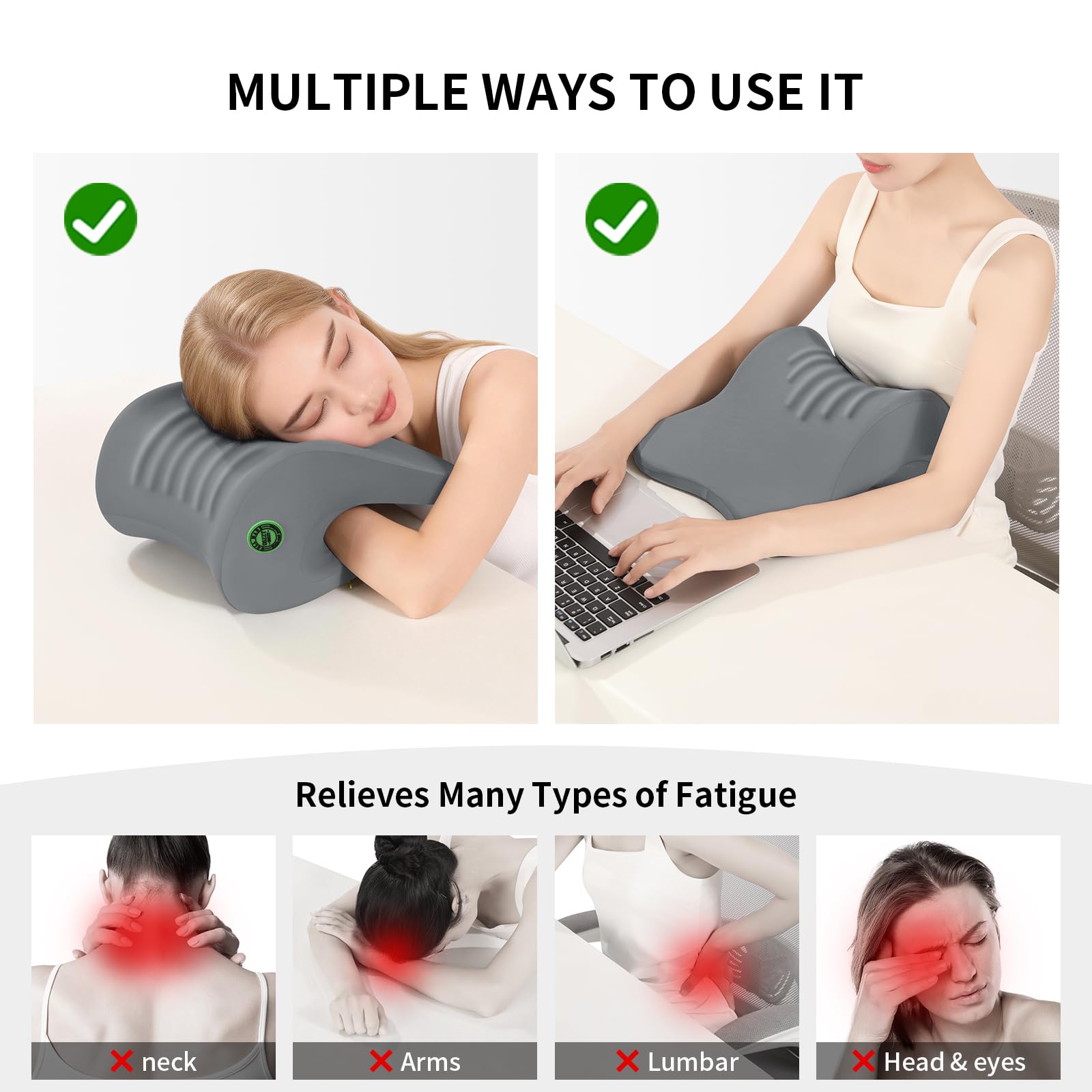 Ergonomic Office Chair Headrest, Adjustable Neck Support Pillow with Removable Washable Cover, Universal Head Rest Attachment for Office Chairs, Wheelchairs, Desk Chair Napping (Gray)