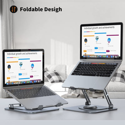 Laptop Stand for Desk, Adjustable Computer Stand with 360° Rotating Base, Ergonomic Laptop Riser for Collaborative Work, Foldable & Portable Laptop Stand, fits for All 10-16