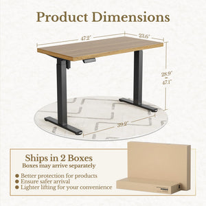Electric Standing Desk, 48 Inch Adjustable Height Sit Stand Up Desk with 1.18
