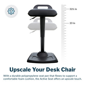 Active Seat - Adjustable Ergonomic Standing Desk Chair for Adults - Portable Home Office Furniture, Comfortable Wobble Stool with Dynamic Range of Motion - Fully Assembled