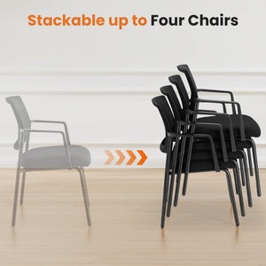 Stackable Mesh Guest Visitor Reception Chairs - Ergonomic Lumbar Support for Waiting Conference Meeting Room, Office School Lobby and Church, Space Saving, Black