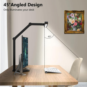 Architect Desk Lamp with Atmosphere Lighting, Adjustable Led Desk Light for Home Office with Base, 24W Bright Auto Dimming Table Light with Rotatable Swing Arm for Workbench Computer