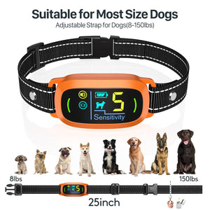 Dog Bark Collar for Large Medium Small Dogs, Rechargeable Smart Bark Collar, Anti Barking Training Collar with 5 Adjustable Sensitivity Beep Vibration (Orange)