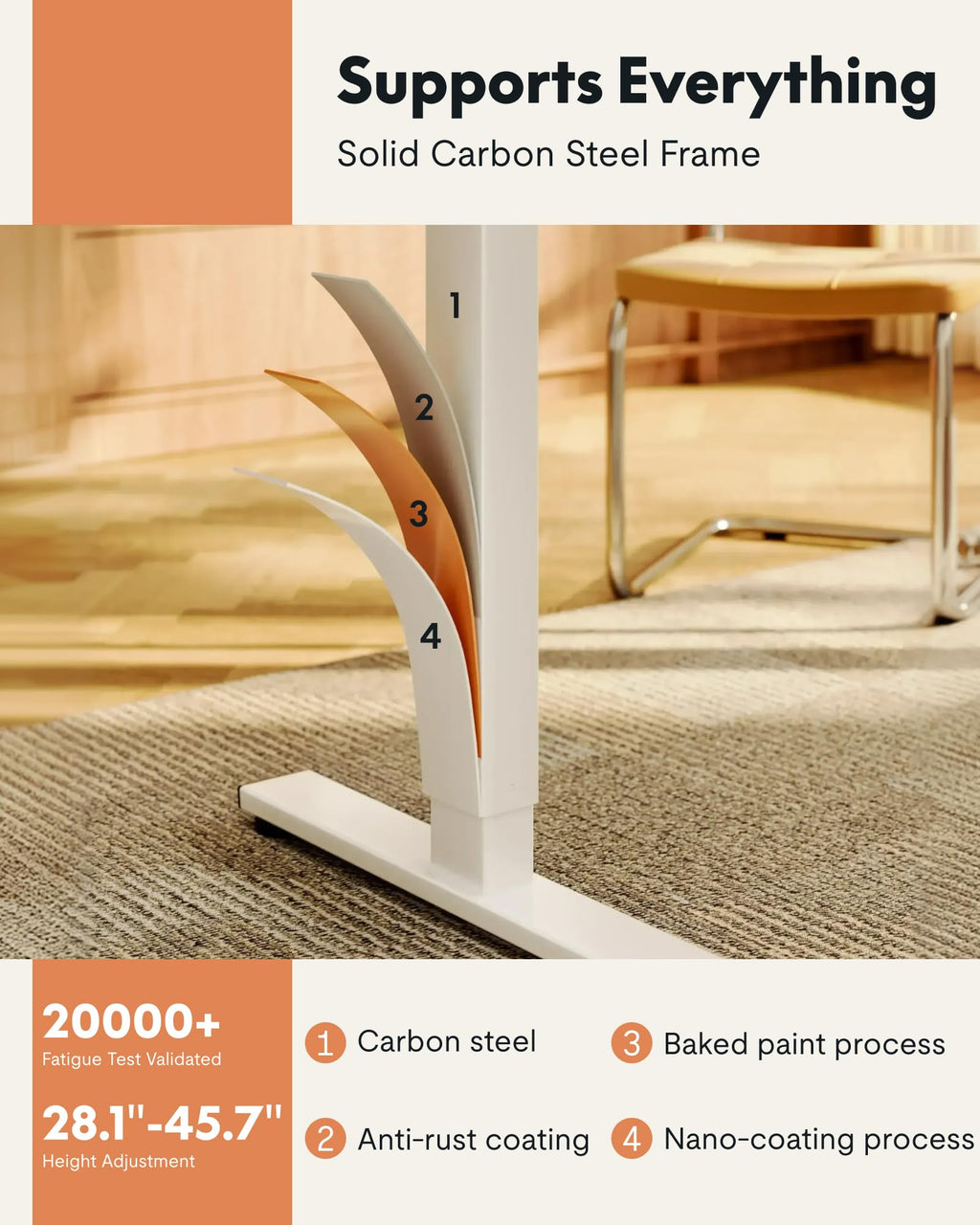 EN1 One-Piece Standing Desk, Electric Adjustable with 4 Memory Presets, 176 LBS Capacity, Stable & Quiet, Seamless Desktop for Home Office & Dual Monitors, 40"x24" Maple(White Frame)