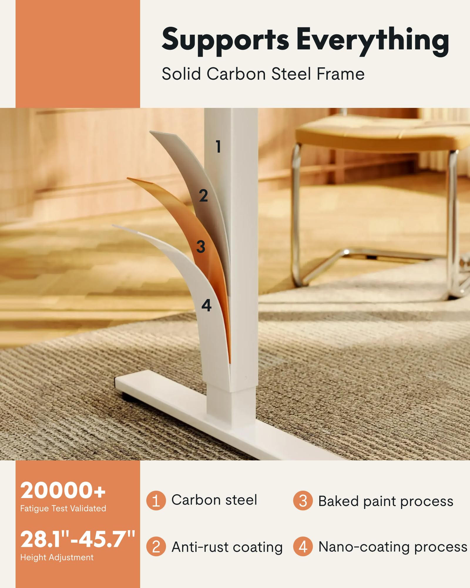 EN1 One-Piece Standing Desk, Electric Adjustable with 4 Memory Presets, 176 LBS Capacity, Stable & Quiet, Seamless Desktop for Home Office & Dual Monitors, 40"x24" Maple(White Frame)