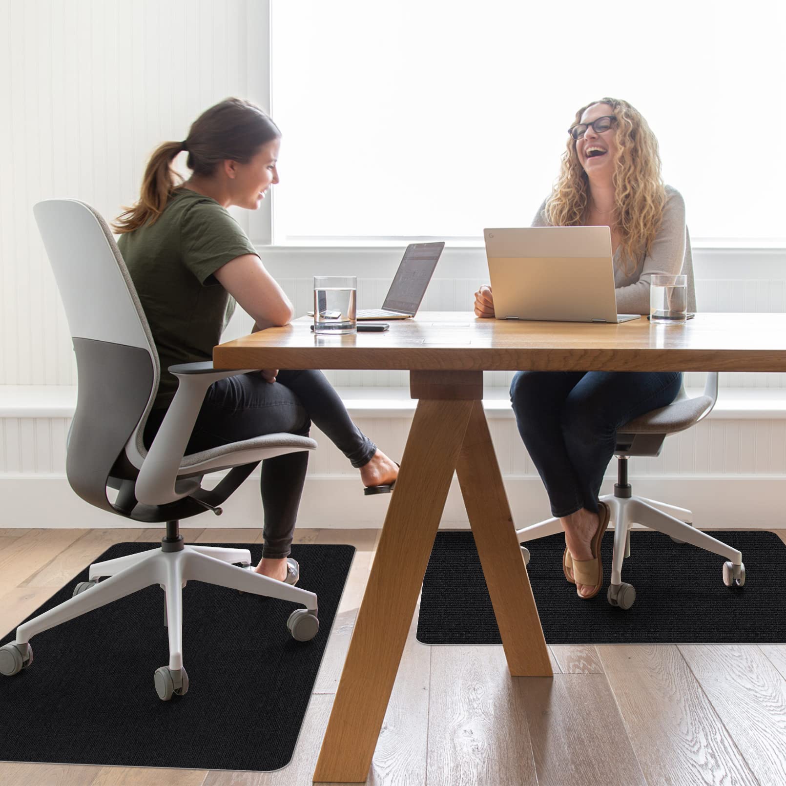 Office Chair Mat for Hardwood Floor,Office Computer Gaming Chair Mat for Tile Floor,Large Floor Protector Rug,Anti-Slip,Easy to Clean,Pure Black(48