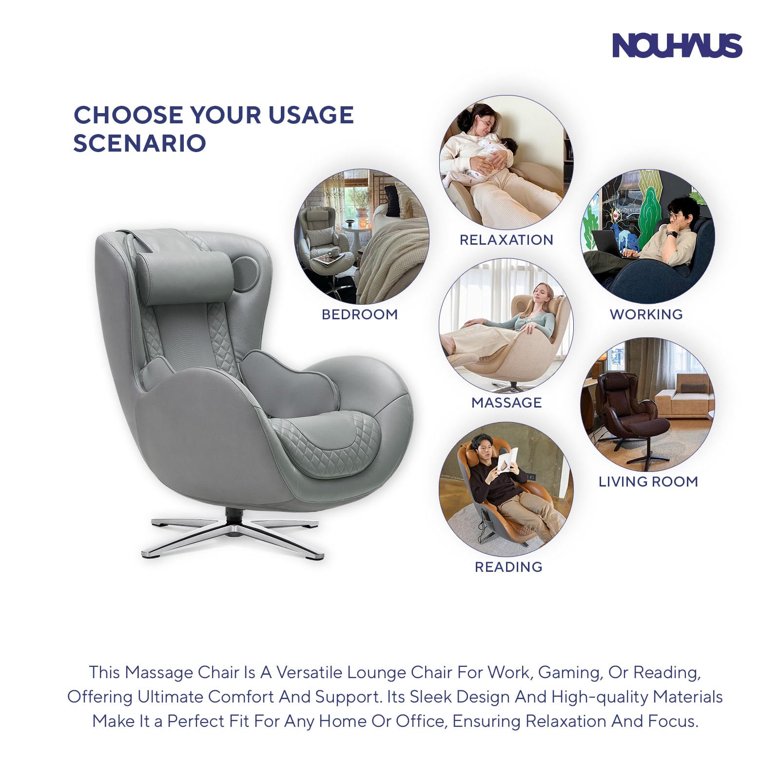 Heated Classic Massage Chair with Ottoman – Full Body & Spot Shiatsu Massager, Recliner with Bluetooth Speaker & in-Chair Charger – Portable & Ergonomic Design