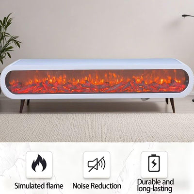 Electric Fireplace - Indoor Electric Fireplace with Mantel Includes White Modern Style, Freestanding TV Stand with Decorative Faux Flame & Curved Corner for Living Room