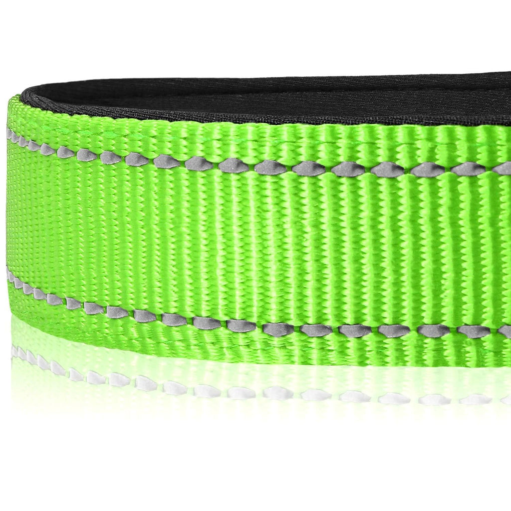 Reflective Dog Collar, Soft Neoprene Padded, Metal D-Ring, Nylon Pet Collar Adjustable for Small Dogs, Green, S