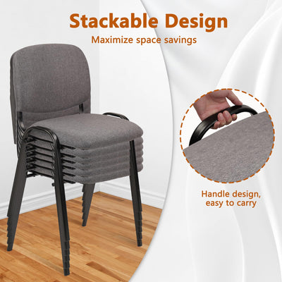Set of 5 Pack Waiting Room Chair Fabric Grey Stackable Chairs Metal Frame with Thickened Seat Back Cushion for Waiting Conference Room Guest Chairs
