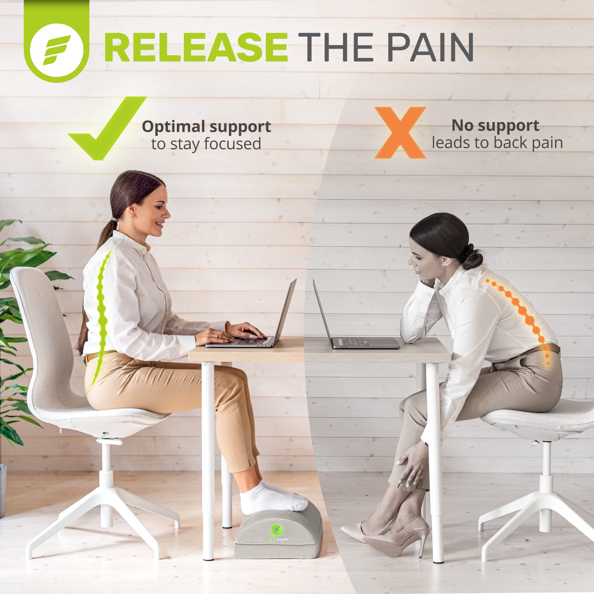 Foot Rest for Under Desk at Work - Chiropractor Endorsed 2in1 Adjustable Premium Under Desk Footrest - Ergonomic Desk Foot Rest with High-Density Compression-Resistant Velvet Soft Foam (Grey)