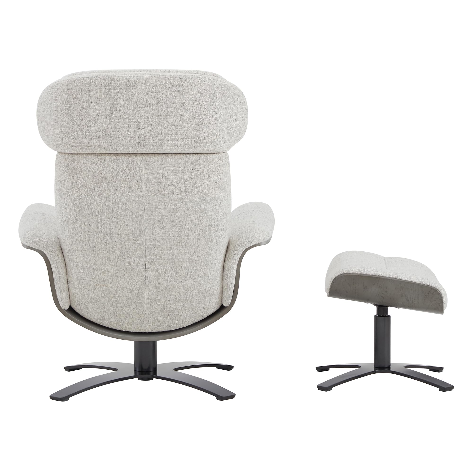 Fabric Reclining Swivel Chair with Adjustable Headrest and Ottoman for Living Room, White (Multi-Colored)