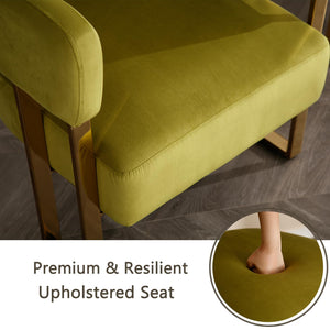 Modern Barrel Accent Chair, Velvet Fabric Living Room Chair with Gold Metal Legs, Comfy Upholstered Single Sofa Armchair Side Chair for Lounge/Bedroom/Reading, Olive