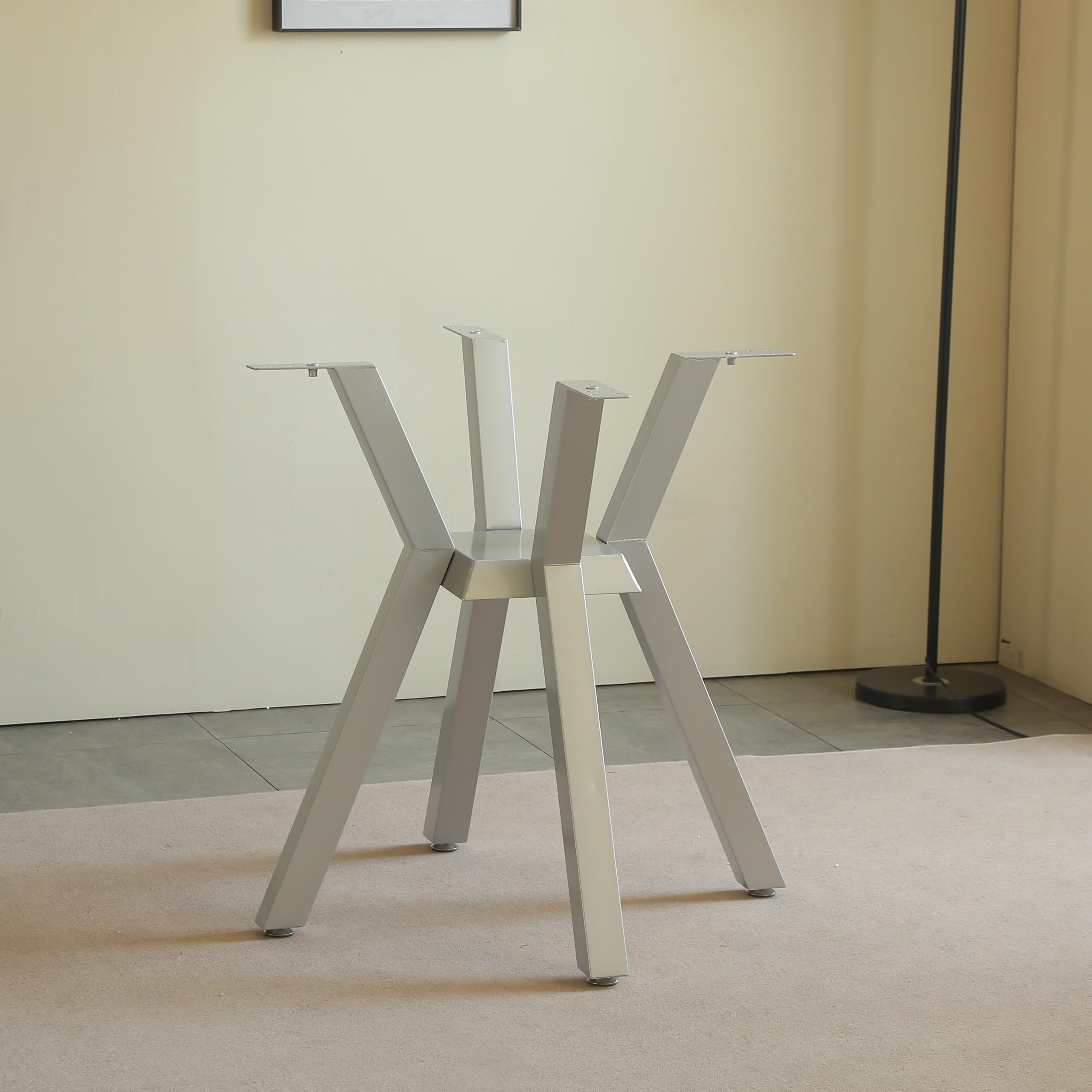 Metal Table Base，Modern Coffee Table Legs 28 Inch, Dining Furniture Legs for Glass, Marble, and Wood Table Tops, Heavy Duty Desk Legs for Home,Kitchen,Office (Silver)