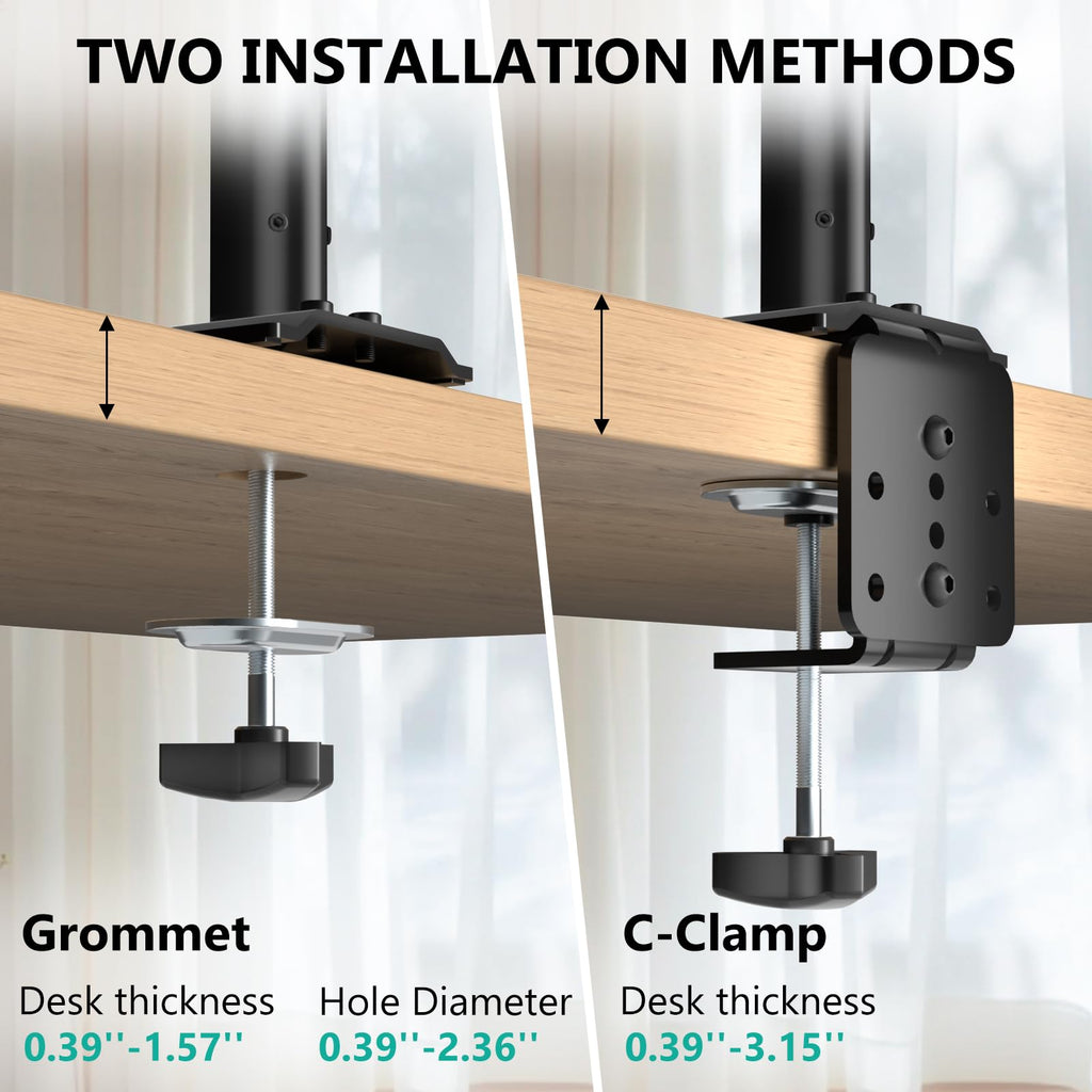 Single Long Monitor Arm - Computer Monitor Arm Desk Mount for 13-32 inch, Hold up to 19.8lbs, Extra Long Adjustable Stand, Full Motion Tall Arm, VESA 75/100mm, (GSDM001L)