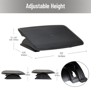 Foot Rest, Under Desk at Work, Ergonomic, Height Adjustable, Office, Plastic, Black
