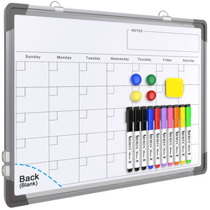 Monthly Calendar Whiteboard for Wall, 16x12 Inches Dry Erase Board, Small Magnetic White Board, Double-Sided Hanging Board for Office School Home Kitchen, Portable Board for Drawing Planning Memo