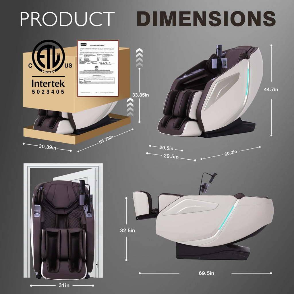 Zero Gravity Massage Chair with 55'' SL-Track & Body Scan - Shiatsu Massage Recliner with Heating & 40 Airbags - Voice Control, Foot Rollers, 15 Auto Modes & 9 Techniques (Coffee)