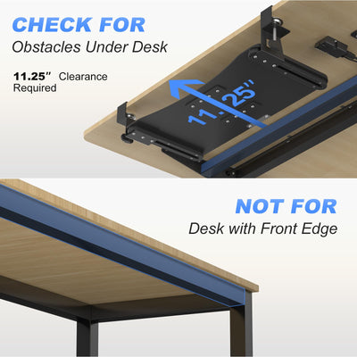 Large Keyboard Tray Under Desk Pull Out with C Clamp Mount, Computer Keyboard & Mouse Tray, 34 (38 Including Clamps) x 11.8 inch Slide-Out Platform Computer Drawer for Typing, Black, DSF1LB