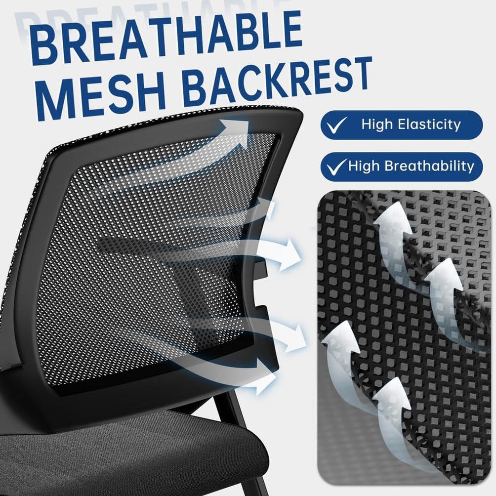 50 Pcs,Folding Office Chair with Wheels - Mobile Mesh Back Conference Room Chair with Padded Seat, Foldable & Stackable for Meeting Room, Training, Seminar,Classroom School & Office - Black