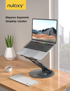 360 Rotating Laptop Stand for Desk Adjustable Height Swivel Pull Out Design Ergonomic Laptop Riser Standing Desk Converter Fits All 10-17